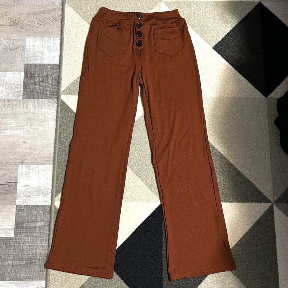 NWOT Unbranded Rusty Brown‎ Straight Leg Leggings Women's Size M
